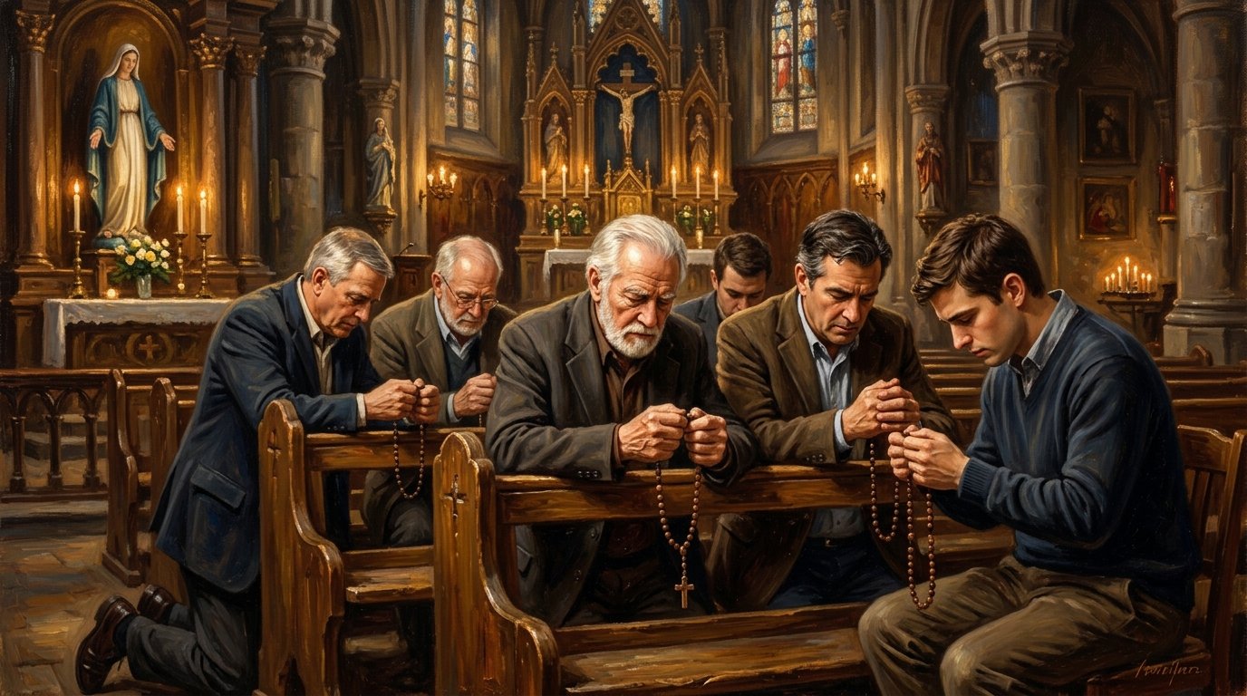 Pessoa rezando o Santo Terço com fervor